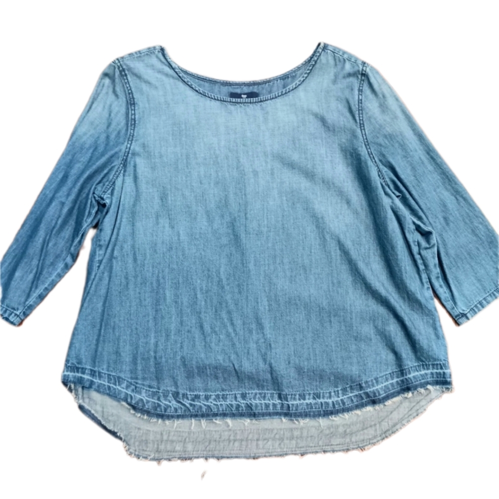 GAP DENIM RAW HEM 3/4 SLEEVE TUNIC.  XL
